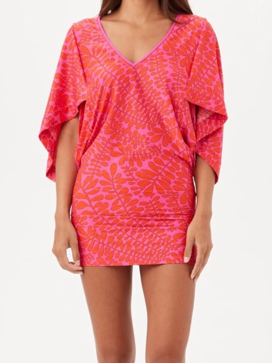 Trina Turk Other - Trina Turk Trellis Pink and Coral Printed V Neck Swim Cover Up Dress